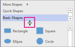 use the shapes window to organize and
