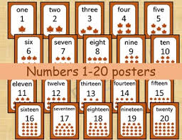 20 Printable Numbers Posters Fall Leaves Numbers 1 20 Wall Charts Classroom
