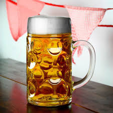 6x German Beer Stein Glass 1l Dimpled