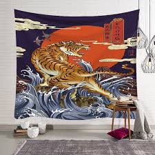 Japanese Art Tapestry Asian Tiger Wall
