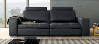 2 Contrast Stitch Leather Sofas With