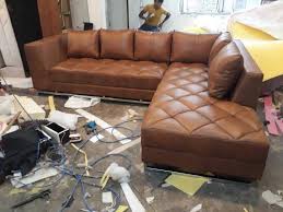 modern brown l shaped leather sofa for