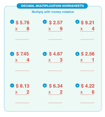 Decimal Multiplication Worksheets