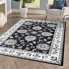 jonathan y cherie french cote black cream 5 ft x 8 ft area rug