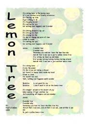 english worksheets lemon tree by fool