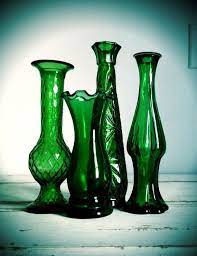 Vintage Emerald Green Glass Vases