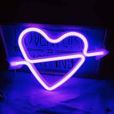 Neon Heart Signs Led Neon Lights Up Sign Decorative Neon Wall Light For Girls Room Lavender Cupid Amazon Com
