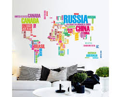 World Map With Country Names Wall Decals