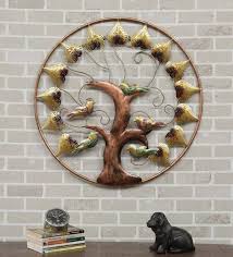 iron round bird tree leaf wall art