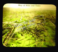 Lantern Slide Showing A Map Of Hills And Dales C 1910 The