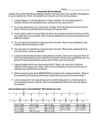 Experiment 1 involved two compound, dependent events. Compound Events Probability Without Replacement Riddle Worksheet By Pbruner