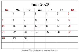 Homepage 2020 Calendar June 2020 Blank Calendar
