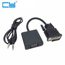 Dvi Input To Vga Output Video Adapter With 3 5mm Audio Usb Power Port For Projector Monitor Dvi Vga Adapter Connector Converter Computer Cables And