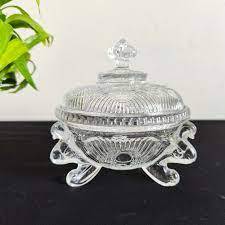 Vintage Clear Glass Footed Bowl With
