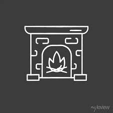 Fireplace Chalk Icon House Heating