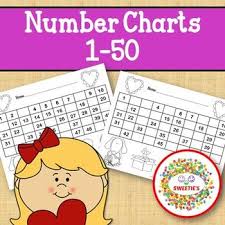 Number Chart 1 To 50 Valentines Day Teachers Pay