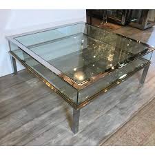 Chrome Brass And Glass Coffee Table