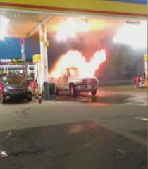 truck bursts into flames at nc gas station