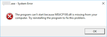 msvcp100 dll or msvcr100 dll missing or