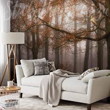 Misty Autumn Forest Wall Mural Sepia