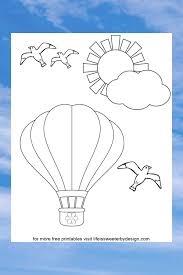 Give your child some hot air balloon pictures to color to teach him about aviation and transportation, or some birthday balloons coloring pages before going to a friend's party. Hot Air Balloon Coloring Pages Life Is Sweeter By Design