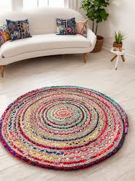 round rug jute recycled cotton rugs
