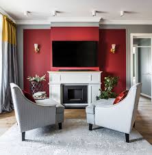 75 beautiful living room with red walls