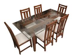 Rectangular Wooden Glass Top Dining