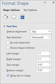 position in a shape or text box in word