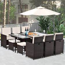 11 Piece Wicker Outdoor Dining Set