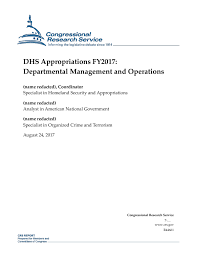 Dhs Appropriations Fy2017 Departmental Management And
