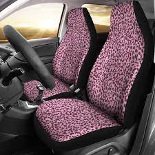 Pink Leopard Skin Car Seat Covers Set