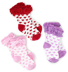 Jefferies Socks Little Girls Ruffle Hearts Triple Treat