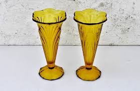 Art Deco Glass Vases In Yellow