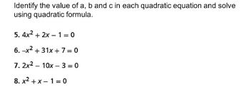 Each Quadratic Chegg