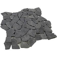 black stone mosaic pebble floor