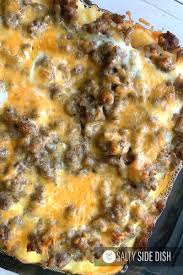 In large bowl, beat eggs, milk, dijon mustard and pepper with whisk until mixed well. Sausage Hashbrown Breakfast Casserole Salty Side Dish