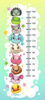Kids Height Chart Template With Funny Cartoon Round Animals