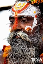 Portrait Of A Sadhu With Face Painting