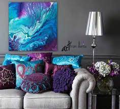 Large Abstract Canvas Wall Art Teal
