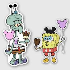 Spongebob And Squidward At The Park Sticker