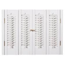 Pairing shutters with drapery panels adds an appealing design element and lets you add complementary colors to your room's décor. Homebasics Traditional Faux Wood White Interior Shutter Price Varies By Size Qsta3128 The Home Depot Interior Shutters Interior Window Shutters Home Basics