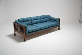 Blue Tweed 3 Seat Rosewood Sofa Monte