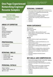 A fresh graduate in computer networks with high marks. One Page Experienced Networking Engineer Resume Samples Presentation Report Infographic Ppt Pdf Document Presentation Graphics Presentation Powerpoint Example Slide Templates