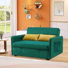 Green Velvet Twin Size Sofa Bed