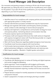 travel manager job description velvet