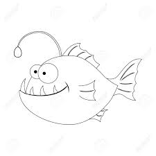 Fishes coloring sheets are very popular with kids, who take immense pleasure drawing and painting these aquatic creatures. Colorless Funny Cartoon Anglerfish Cartoon Fish Vector Illustration Stock Photo Picture And Royalty Free Image Image 99620141