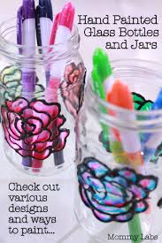 hand painted glass bottles and jars