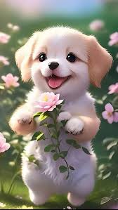 cute dog for puppy with pink flower