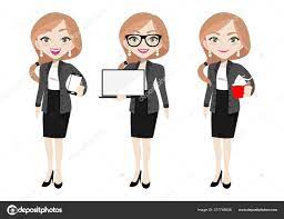businesswoman cartoon character set